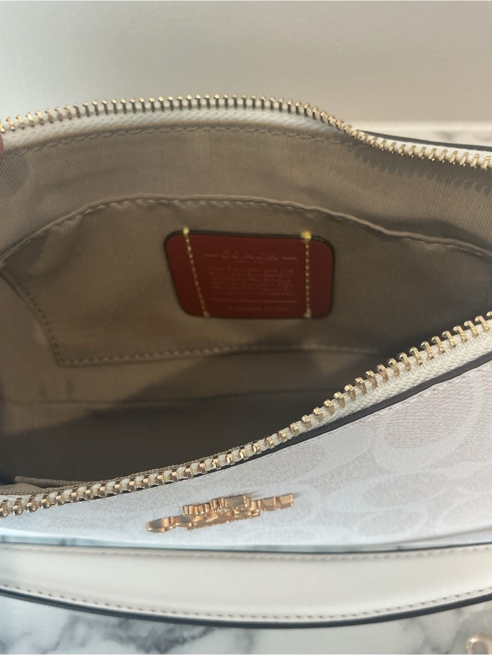 Coach White Teri Signature Canvas Shoulder Bag with Cherry Charm Accent - Picture 2 of 3